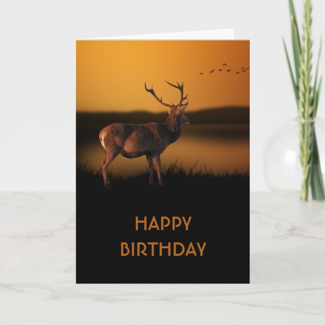 Tarjeta Stag Sunrise Misty Morning Deer Personalizado (Anverso)