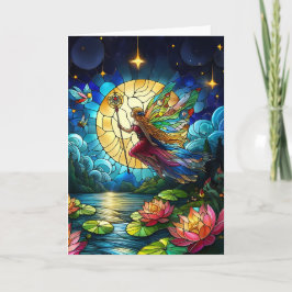 Tarjeta Stained Glass Moonlight Flight Fairy 