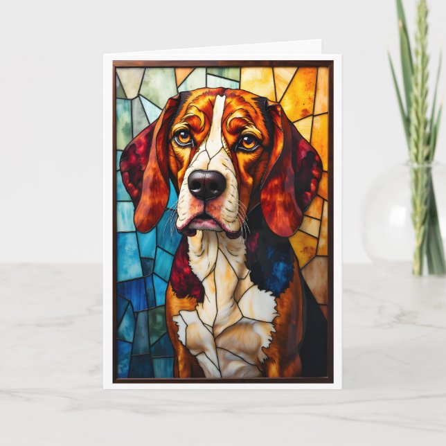 Tarjeta Stained Glass Style Beagle Hound Dog  (Anverso)