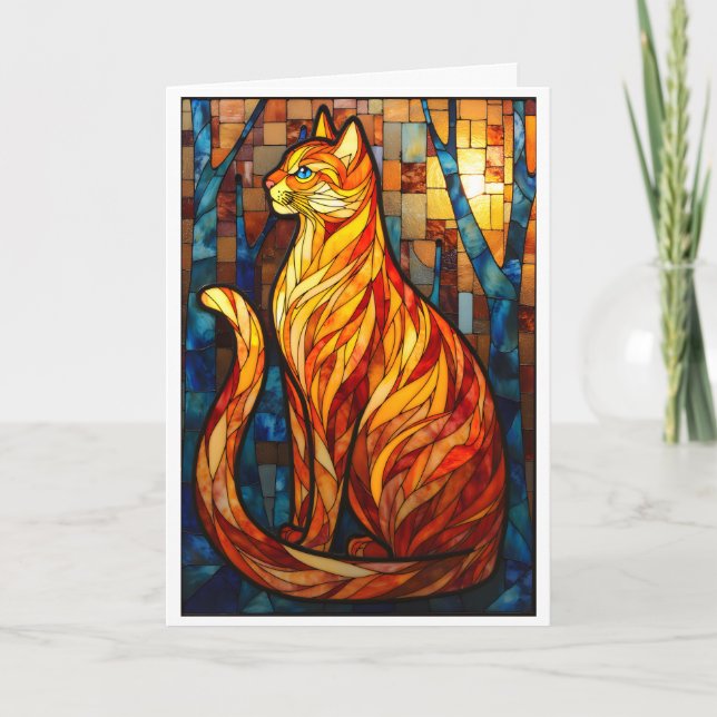 Tarjeta Stained Glass Style Orange Cat  (Anverso)