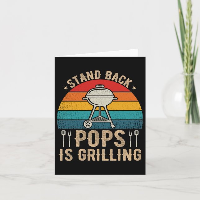 Tarjeta Stand Back Pops está asando el Bbq Lover Fathers D (Anverso)