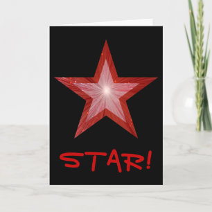 Tarjeta 'STAR!' de Estrella roja vertical negra