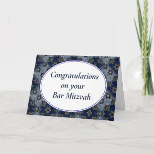 Tarjeta Star of David Classic  Bar Mitzvah Mazel Tov