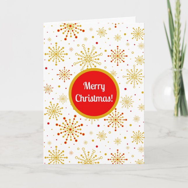 Tarjeta Starburst Retro Atomic MidCentury Mod Red & Gold (Anverso)