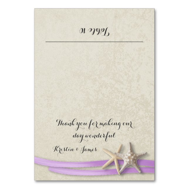 Tarjeta Starfish and Purple Ribbon Place (Anverso)