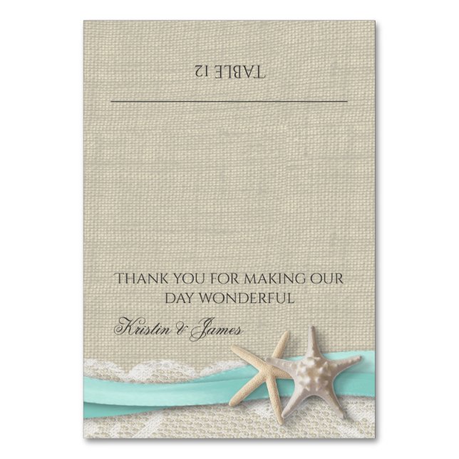 Tarjeta Starfish Lace y Ribbon Place (Anverso)