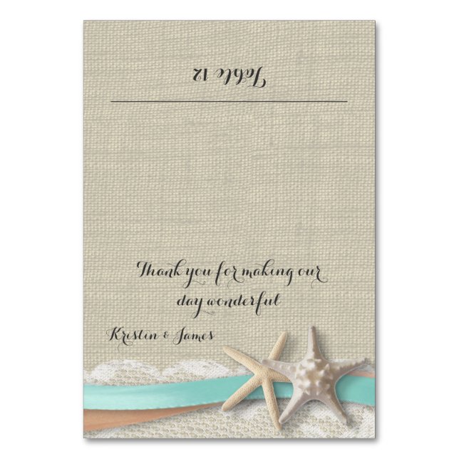 Tarjeta Starfish Lace y Ribbon Place (Anverso)