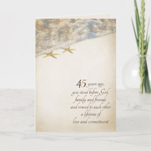Tarjeta Starfish On Beach for 45th Anniversary Card