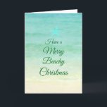 Tarjeta Starfish para Navidades de Merry Beach<br><div class="desc">Una fotografía de la playa con aguas azules del océano.</div>