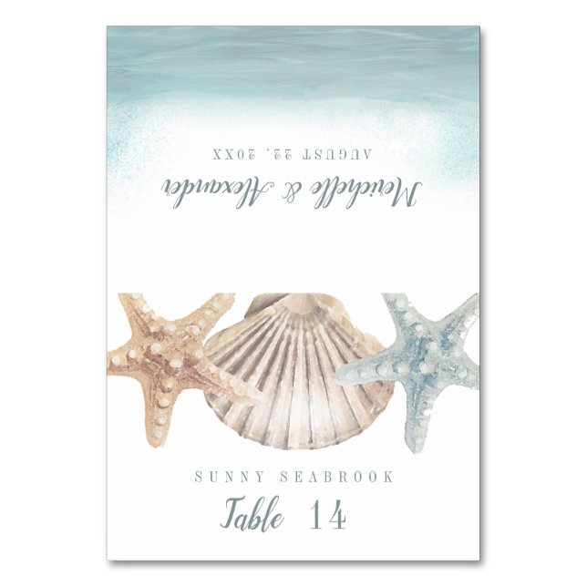Tarjeta Starfish Seashell Beach Wedding Place (Anverso)