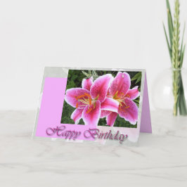 Tarjeta Stargazer Lily Floral Cumpleaños