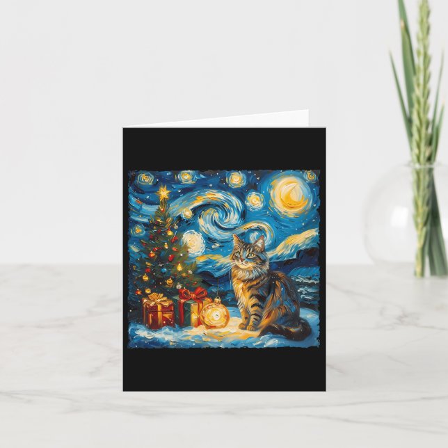 Tarjeta Starry Night Navidades North Forest Art Van Go (Anverso)