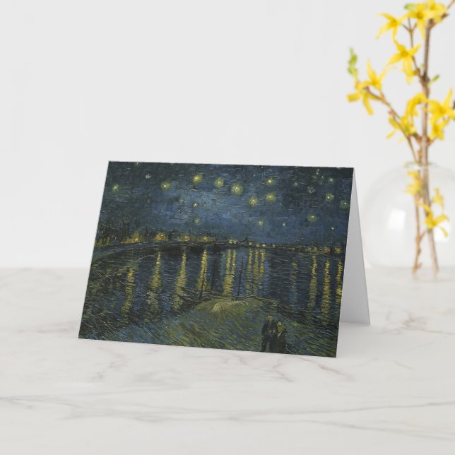 Tarjeta Starry Night Over the Rhône, oil painting Van Gogh (flor amarilla)