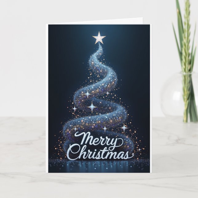 Tarjeta Starry Tree – Merry Christmas Sparkle (Anverso)