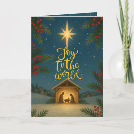 Tarjeta Starry Winter Night Nativity Navidades