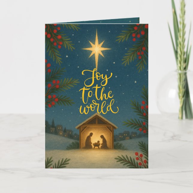 Tarjeta Starry Winter Night Nativity Navidades (Anverso)