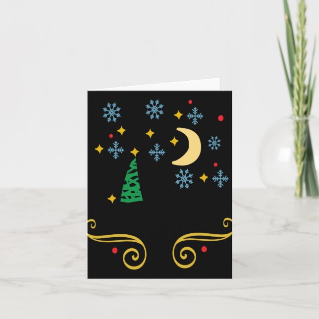 Tarjeta Stars Moon Snowflakes And Merry Christmas Kids T S (Anverso)