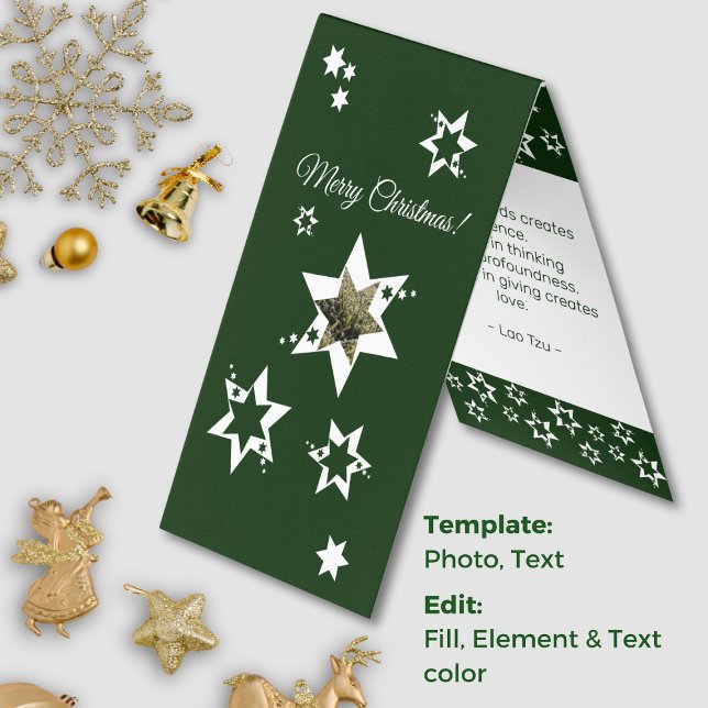Tarjeta Stars para Navidades del Servicio Promocio (Promotional Lawn Care Service Christmas Stars Card< Custom Photo, Custom Color, Custom Text)