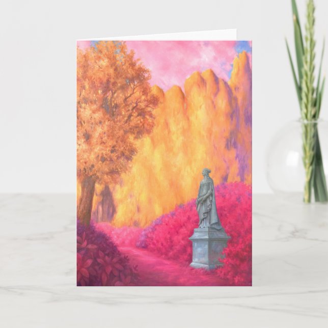 Tarjeta "Statue in a Garden." Greeting Card (Anverso)