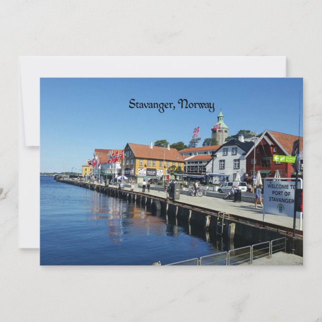 Tarjeta Stavanger, fotografía panorámica de Noruega, (Anverso)