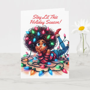 Tarjeta Stay Lit   Navidad Afrocentrica