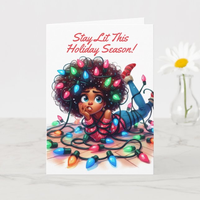 Tarjeta Stay Lit | Navidad Afrocentrica (Planta pequeña)