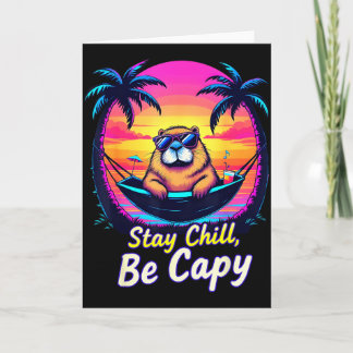 Tarjeta Stay Retro Chill Be Capy Capybara Sunset Beach Gro