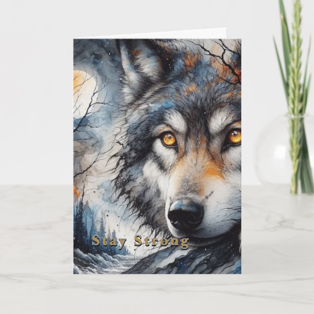 Tarjeta  Stay Strong Christian Wolf Card | Editable (Anverso)