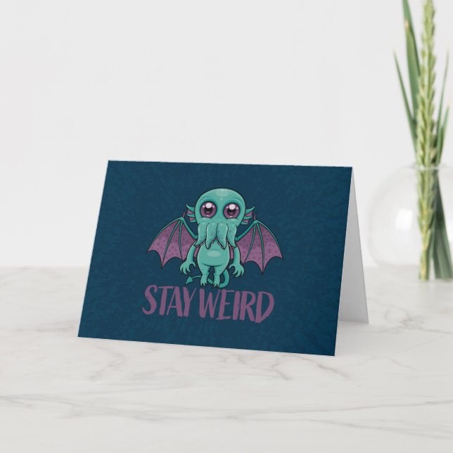 Tarjeta Stay Weird Cute Cthulhu Monster (Anverso)