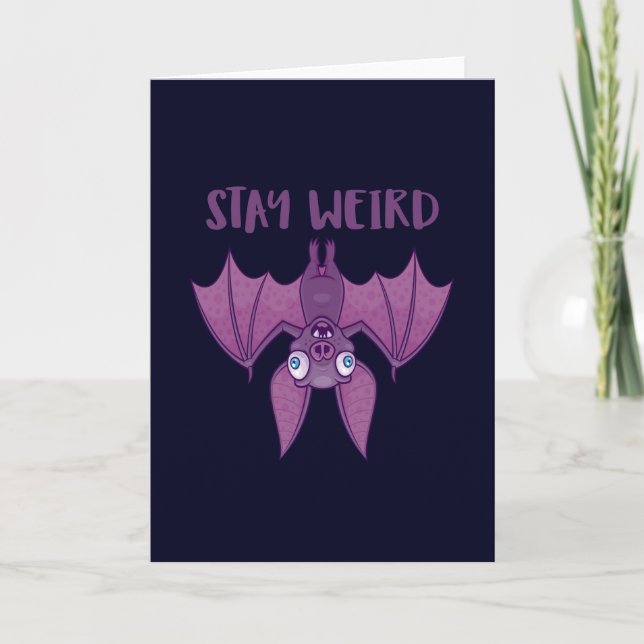 Tarjeta Stay Weird Personalizado Bat (Anverso)