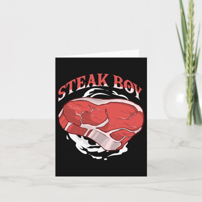 Tarjeta Steak Boy Para Amantes De La Carne Y Fans De Bbq G (Anverso)