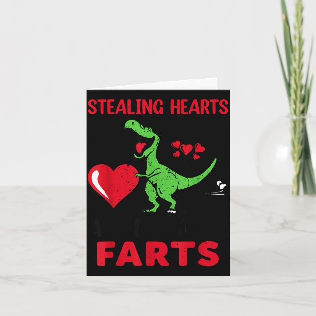 Tarjeta Stealing Hearts And Blasting Farts T Rex Cute Todd (Anverso)