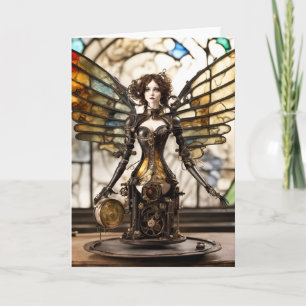 Tarjeta Steampunk Angel Mixed Media Blank Inside