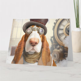 Tarjeta Steampunk Basset Hound
