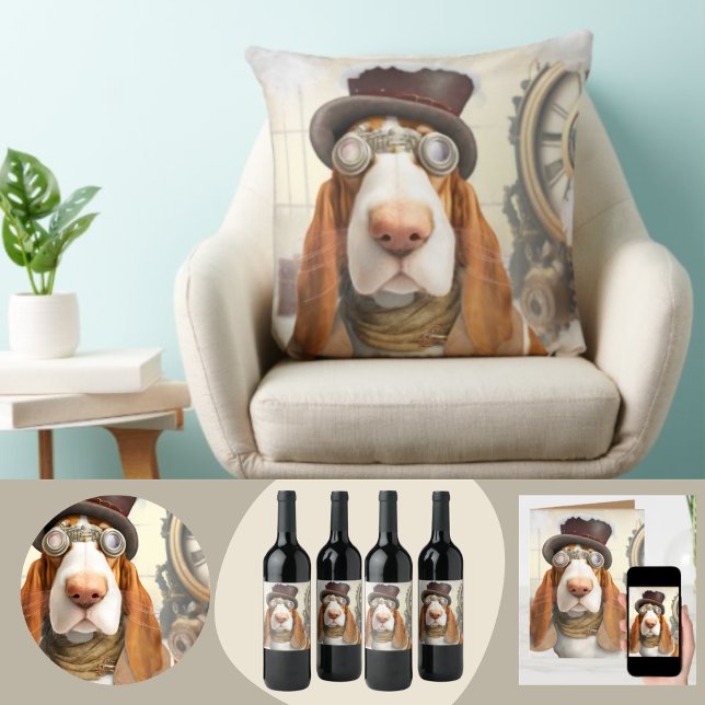 Tarjeta Steampunk Basset Hound (Subido por el creador)