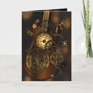 Tarjeta Steampunk Birthday Partner Guitarra Metalizado Gea
