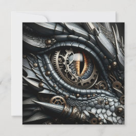 Tarjeta Steampunk Dragon Oye Closeup Ai Art