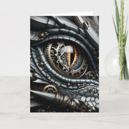 Tarjeta Steampunk Dragon Oye Closeup Ai Art