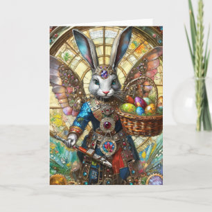 Tarjeta Steampunk Easter Bunny Warrior Angel