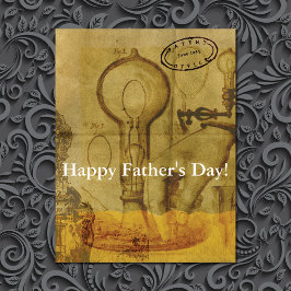 Tarjeta Steampunk Edison bombilla de luz Día del Gran Padr