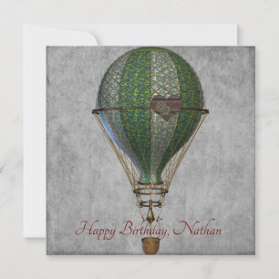 Tarjeta Steampunk Hot Air Balloon Birday