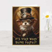 Steampunk Yorkie Dog Nombre personalizado Saludo 1