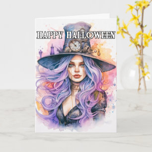 Tarjeta Steampunky Salem Witch   Feliz Halloween