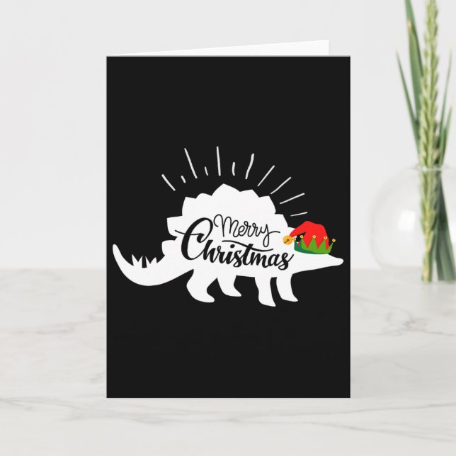 Tarjeta Stegosaurus Feliz Navidad Dinosaurio Divertido  (Anverso)