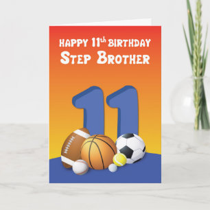 Tarjeta Step Brother 11th Birthday Sports Balls