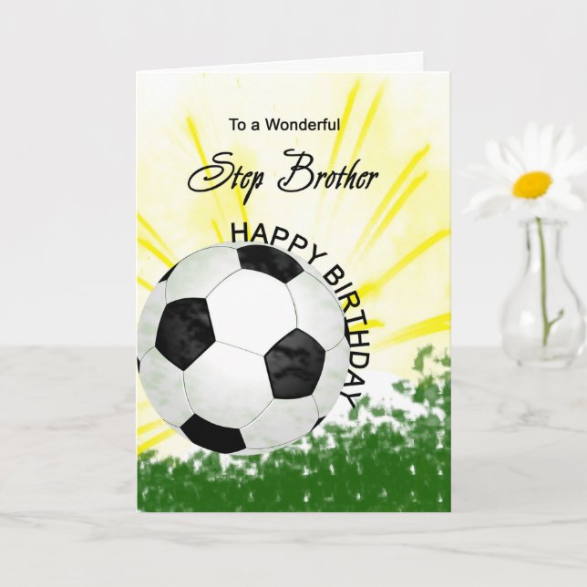 Tarjeta Step Brother Birthday Soccer Card (Planta pequeña)