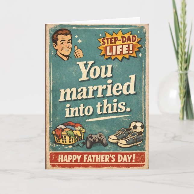 Tarjeta Step-Dad Life - Funny Vintage (Anverso)