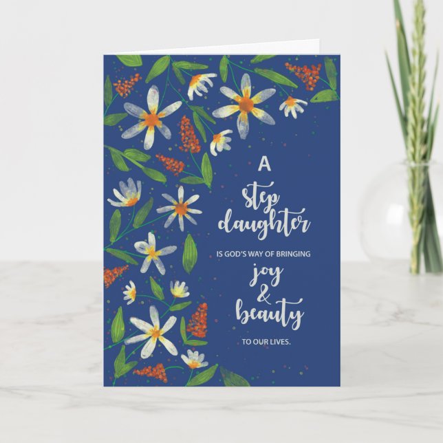 Tarjeta Step Daughter Birthday Daisies y Wildflower (Anverso)