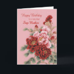 Tarjeta Step Mother Birthday Peonies<br><div class="desc">Un delicioso ilustracion de peonías rosadas y rojas para desear a tu madrastra un feliz cumpleaños. Esta carta está llena de amor,  y elegante y elegante al mismo tiempo.</div>