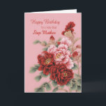 Tarjeta Step Mother Birthday Peonies<br><div class="desc">Un delicioso ilustracion de peonías rosadas y rojas para desear a tu madrastra un feliz cumpleaños. Esta carta está llena de amor,  y elegante y elegante al mismo tiempo.</div>